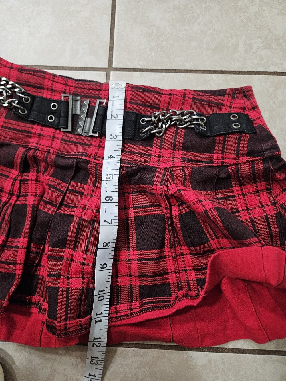 Tripp Red Plaid Mini Skirt with Chain Accent - Picture 7 of 7
